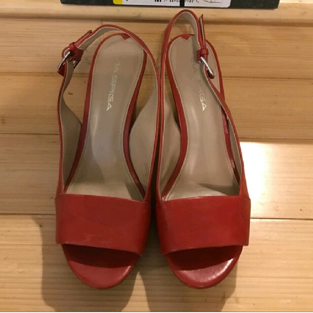 Via Spiga Red Wedge Sandals